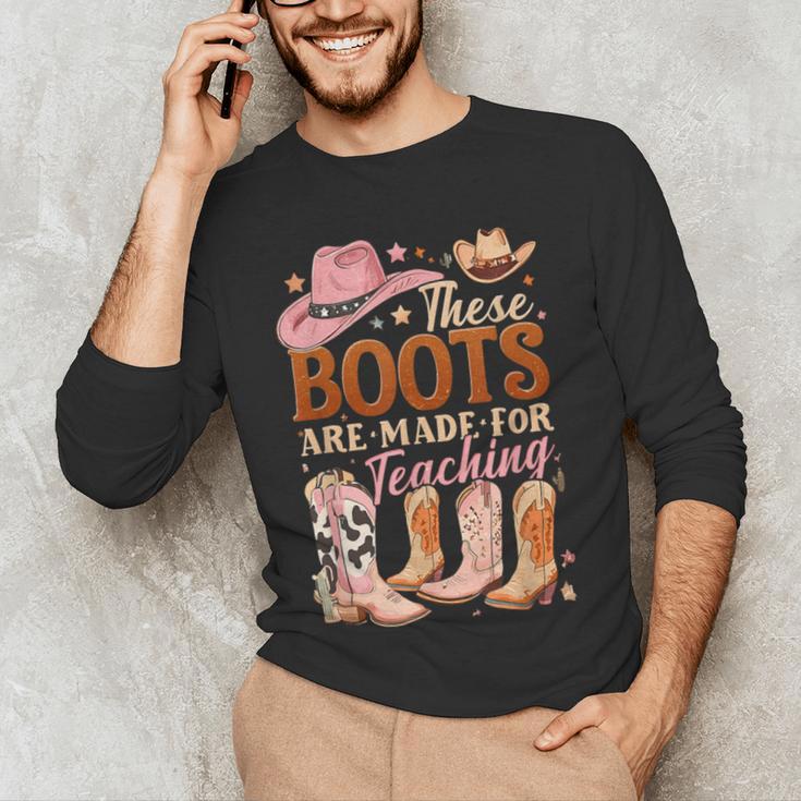 Cowboy Teacher These Boots Are Made-For Teaching School Men's Long Sleeve T-Shirt, novelty gifts, funny gifts Cowboy Teacher These Boots Are Made-For Teaching School Men's Long Sleeve T-Shirt, novelty gifts, funny gifts
