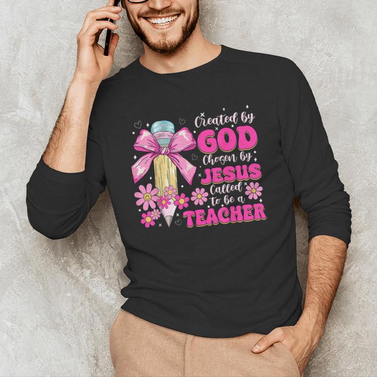 Created By God Called To Teacher Jesus Christian Teacher Men's Long Sleeve T-Shirt, novelty gifts, funny gifts