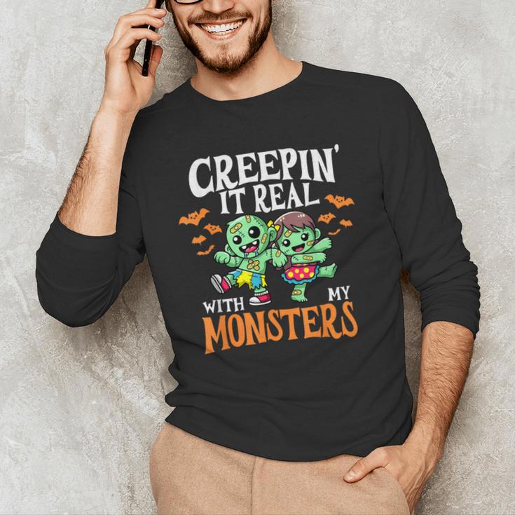 Creepin It Real Monster School Teacher Principal Halloween Men's Long Sleeve T-Shirt, novelty gifts, funny gifts
