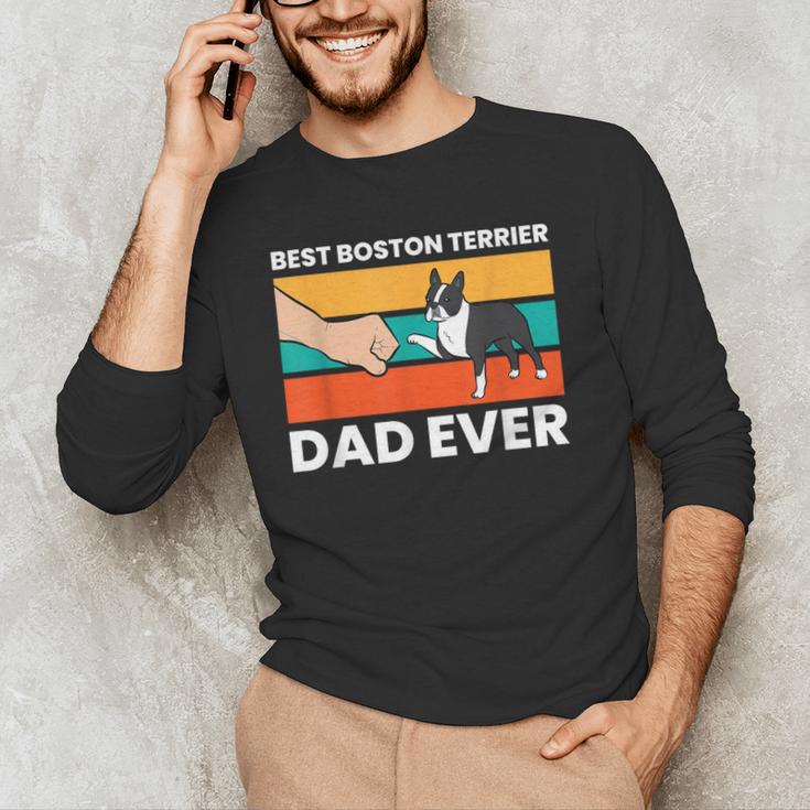 Cute Boston Terrier Best Boston Terrier Dad Ever Men's Long Sleeve T-Shirt, novelty gifts, funny gifts