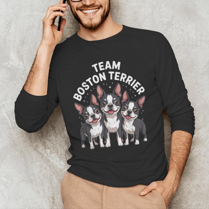 Cute Cartoon For Dog Owners Pet Team Boston Terrier Men's Long Sleeve T-Shirt, novelty gifts, funny gifts
