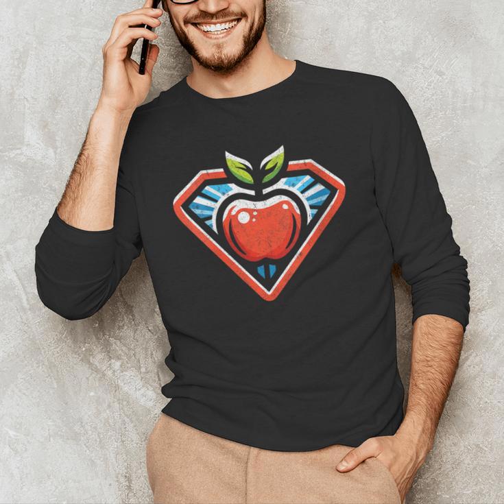 Cute Distressed Super Teacher Superhero Apple Men's Long Sleeve T-Shirt, novelty gifts, funny gifts Cute Distressed Super Teacher Superhero Apple Men's Long Sleeve T-Shirt, novelty gifts, funny gifts