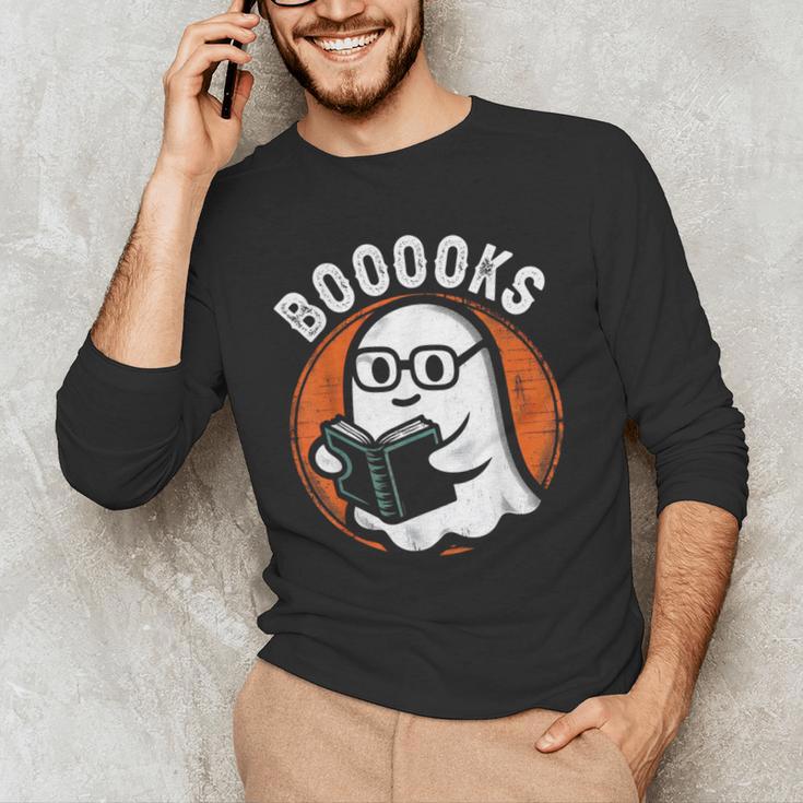 Cute Ghost Book Reading Books Lover Retro Halloween Teacher Men's Long Sleeve T-Shirt, novelty gifts, funny gifts Cute Ghost Book Reading Books Lover Retro Halloween Teacher Men's Long Sleeve T-Shirt, novelty gifts, funny gifts