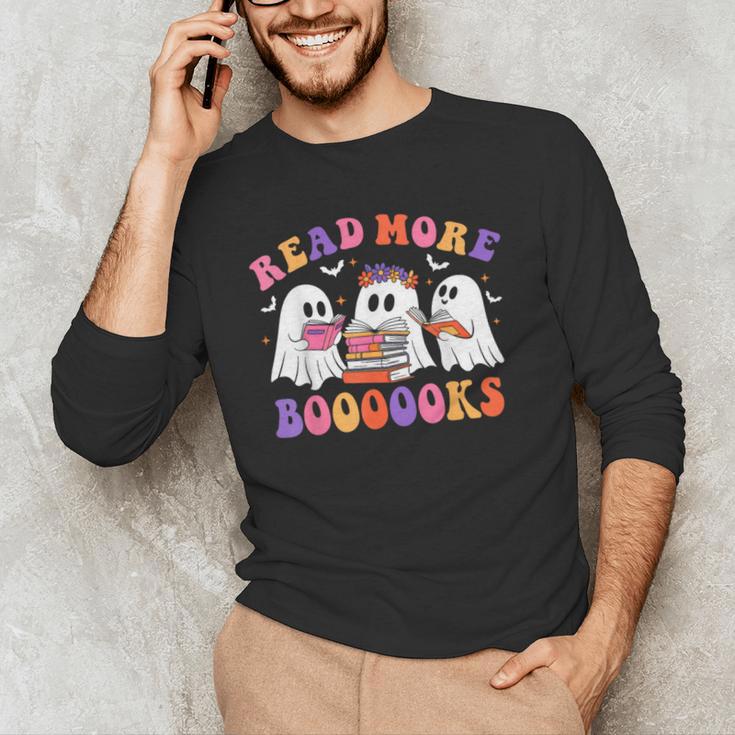 Cute Ghost Read More Books Lover Teacher Halloween Costume Men's Long Sleeve T-Shirt, novelty gifts, funny gifts