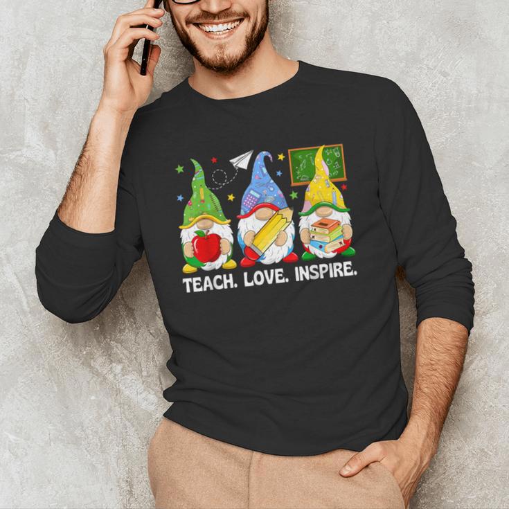 Cute Gnomes Teach Love And Inspire Back To School Teacher Men's Long Sleeve T-Shirt, novelty gifts, funny gifts Cute Gnomes Teach Love And Inspire Back To School Teacher Men's Long Sleeve T-Shirt, novelty gifts, funny gifts