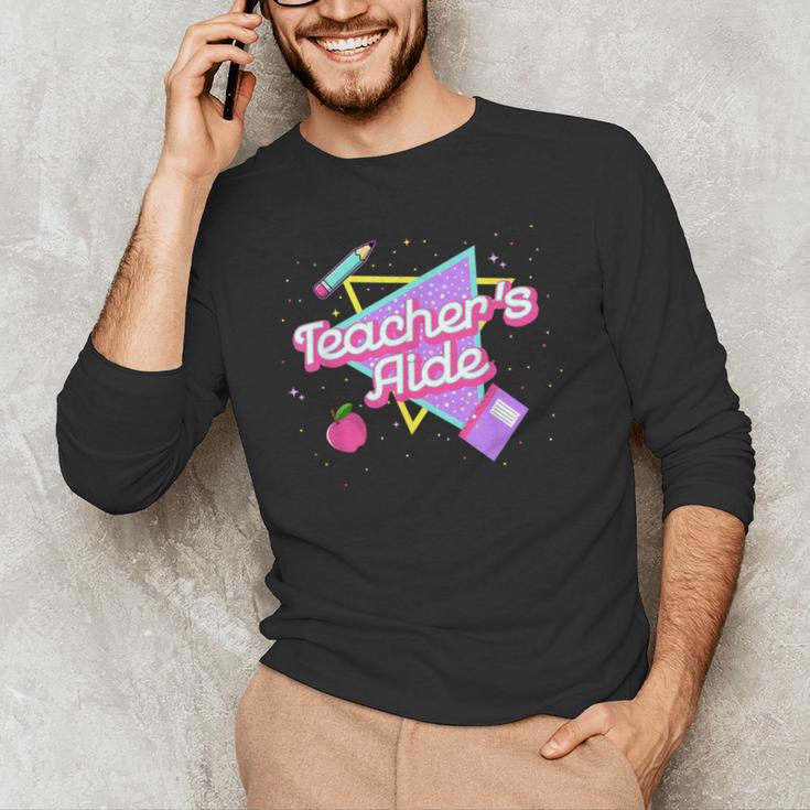 Cute Teacher's Aide Shirt 80's 90's Back To School For Men Women Men's Long Sleeve T-Shirt, novelty gifts, funny gifts