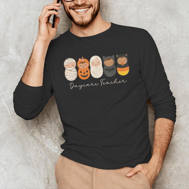 Daycare Teacher Halloween Infant Squad Spooky Childcare Fall Men's Long Sleeve T-Shirt, novelty gifts, funny gifts