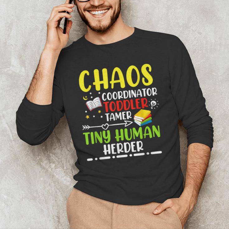 Daycare Teacher School Chaos Coordinator Toddler Tamer For Men Women Kids Men's Long Sleeve T-Shirt, novelty gifts, funny gifts