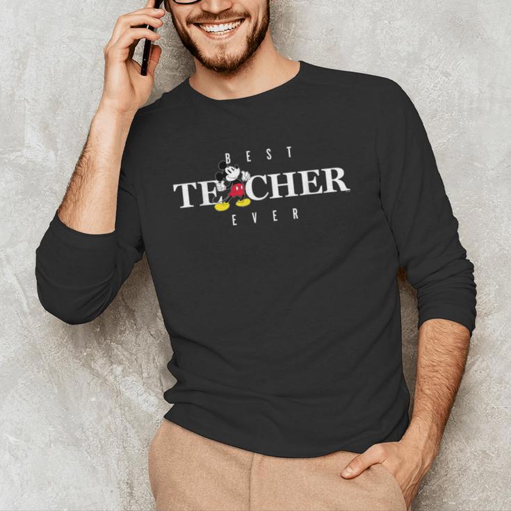 Disney Mickey Mouse Thumbs Up Best Teacher Ever Teacher Men's Long Sleeve T-Shirt, novelty gifts, funny gifts