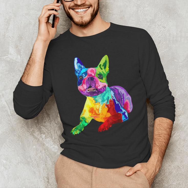Dog Lover Boston Terrier Dog Colorful Boston Terrier Men Women Kids Men's Long Sleeve T-Shirt, novelty gifts, funny gifts