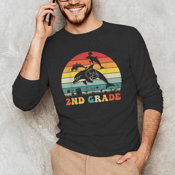 Dolphin Second Grade Back To School Teacher Student Men's Long Sleeve T-Shirt, novelty gifts, funny gifts
