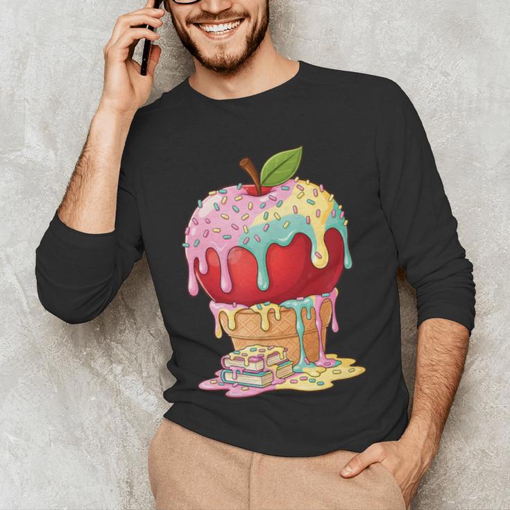 Dripping Apple Ice Cream Cone Cute Teacher Appreciation Men's Long Sleeve T-Shirt, novelty gifts, funny gifts Dripping Apple Ice Cream Cone Cute Teacher Appreciation Men's Long Sleeve T-Shirt, novelty gifts, funny gifts