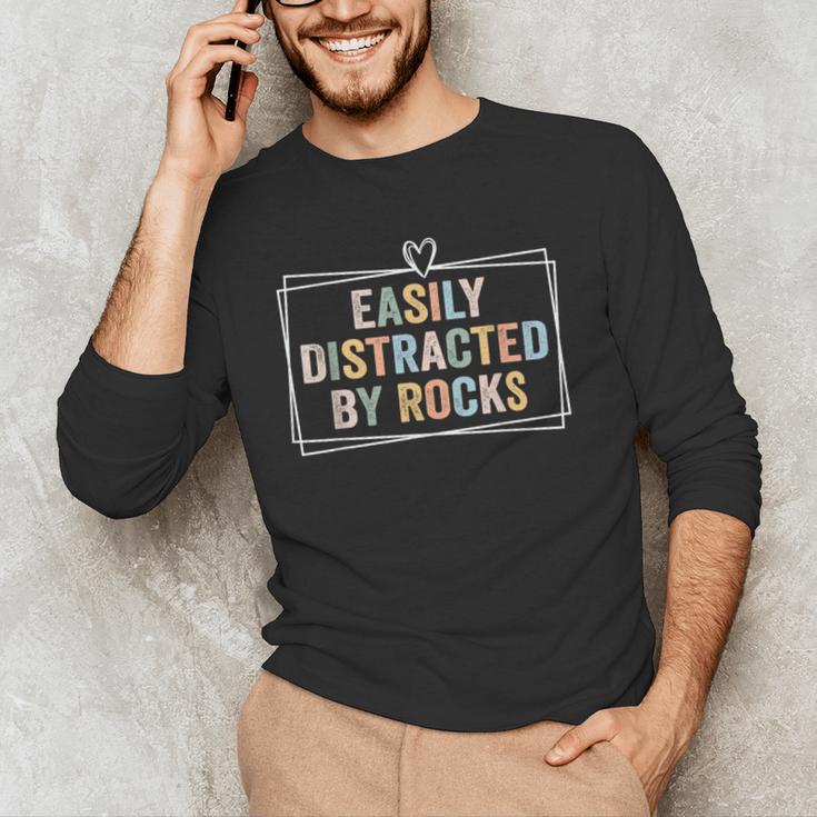 Easily Distracted By Rocks Geology Teacher Men's Long Sleeve T-Shirt, novelty gifts, funny gifts Easily Distracted By Rocks Geology Teacher Men's Long Sleeve T-Shirt, novelty gifts, funny gifts