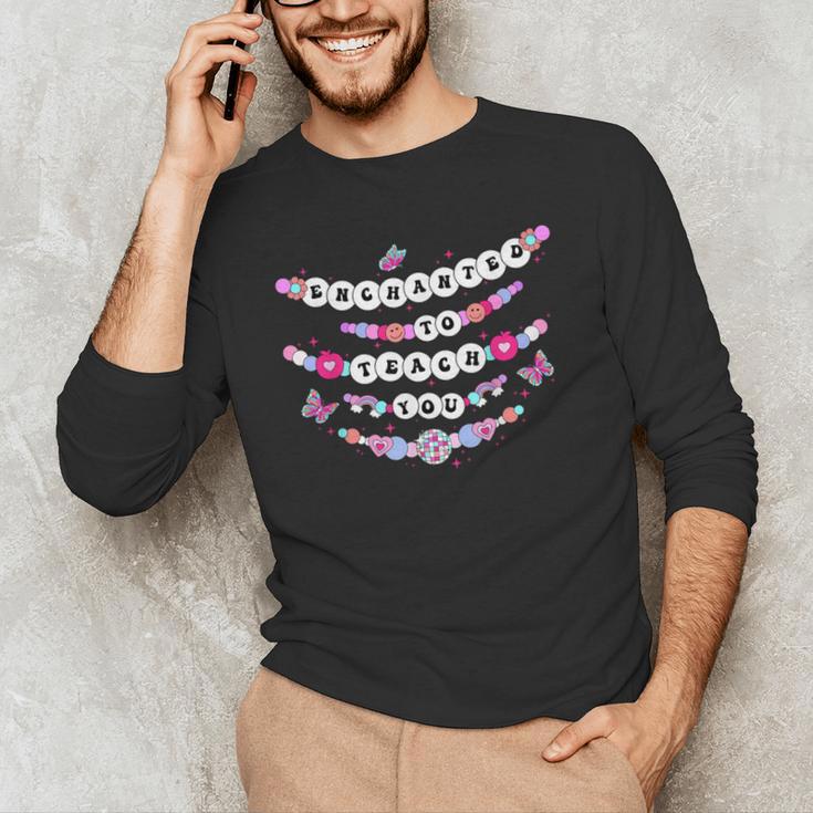 Enchanted To Teach You Bracelet Teacher Back To School Men's Long Sleeve T-Shirt, novelty gifts, funny gifts