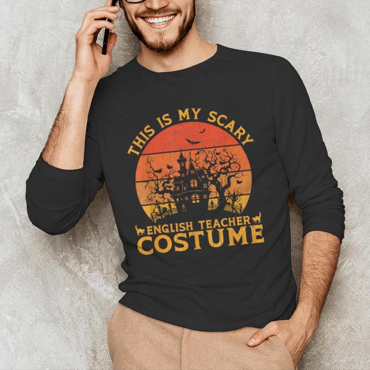 English Teacher Matching This Is My Scary Halloween Costume Men's Long Sleeve T-Shirt, novelty gifts, funny gifts