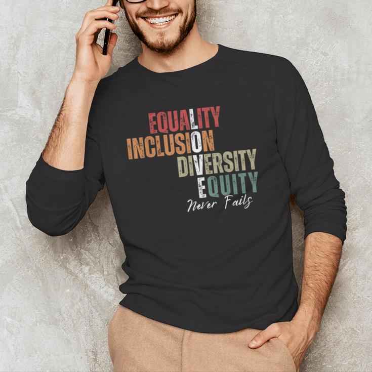 Equality Inclusion Diversity Equity Love Never Fails Teacher Men's Long Sleeve T-Shirt, novelty gifts, funny gifts Equality Inclusion Diversity Equity Love Never Fails Teacher Men's Long Sleeve T-Shirt, novelty gifts, funny gifts