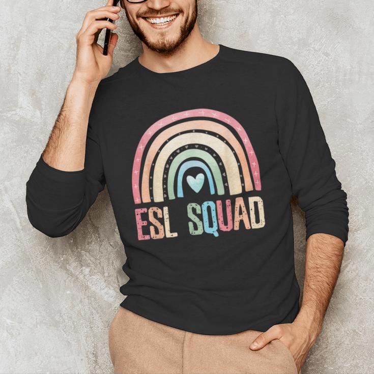 ESL Squad Teacher Crew Team Back To School English Rainbow Men's Long Sleeve T-Shirt, novelty gifts, funny gifts ESL Squad Teacher Crew Team Back To School English Rainbow Men's Long Sleeve T-Shirt, novelty gifts, funny gifts