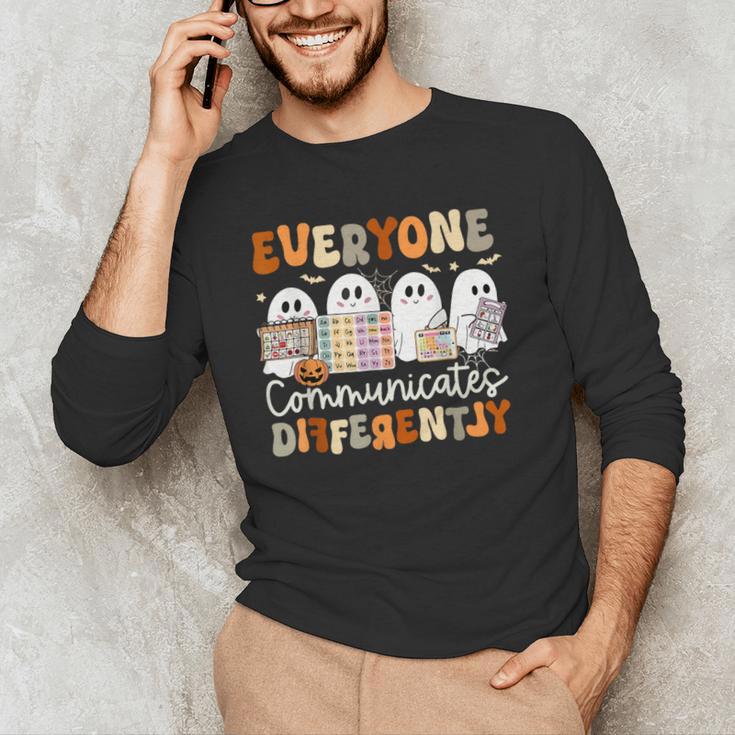 Everyone Communicates Differently Halloween Sped Teacher Men's Long Sleeve T-Shirt, novelty gifts, funny gifts Everyone Communicates Differently Halloween Sped Teacher Men's Long Sleeve T-Shirt, novelty gifts, funny gifts