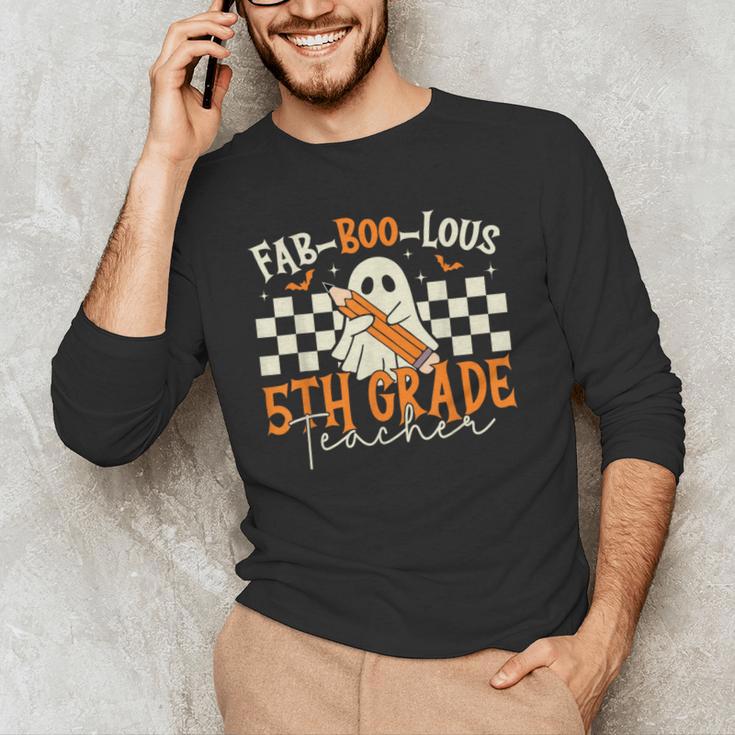 Fab Boo Lous 5th Grade Teacher Retro Ghost Spooky Halloween Men's Long Sleeve T-Shirt, novelty gifts, funny gifts Fab Boo Lous 5th Grade Teacher Retro Ghost Spooky Halloween Men's Long Sleeve T-Shirt, novelty gifts, funny gifts
