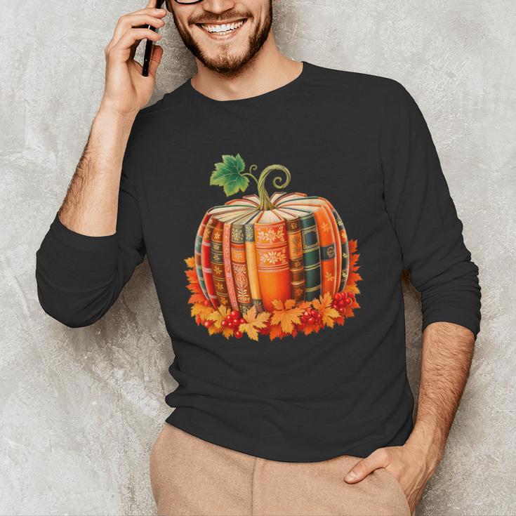 Fall Book Autumn Reading Teacher Halloween Pumpkin Season Men's Long Sleeve T-Shirt, novelty gifts, funny gifts Fall Book Autumn Reading Teacher Halloween Pumpkin Season Men's Long Sleeve T-Shirt, novelty gifts, funny gifts