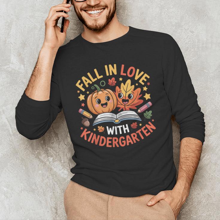 Fall In Love With Kindergarten Autumn Kindergarten Teacher Men's Long Sleeve T-Shirt, novelty gifts, funny gifts Fall In Love With Kindergarten Autumn Kindergarten Teacher Men's Long Sleeve T-Shirt, novelty gifts, funny gifts