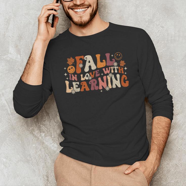 Fall In Love With Learning Autum Thanksgiving Teacher Kids Men's Long Sleeve T-Shirt, novelty gifts, funny gifts Fall In Love With Learning Autum Thanksgiving Teacher Kids Men's Long Sleeve T-Shirt, novelty gifts, funny gifts