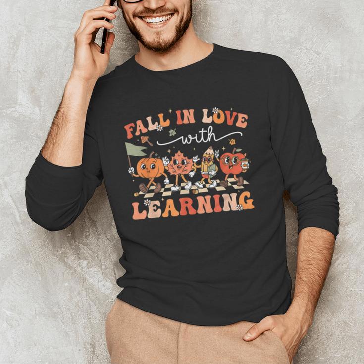 Fall In Love With Learning Autumn Teacher Thanksgiving Men's Long Sleeve T-Shirt, novelty gifts, funny gifts