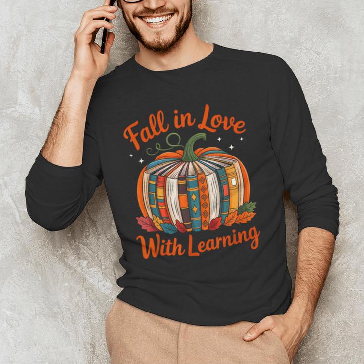 Fall In Love With Learning Book Lover Autumn Pumpkin Teacher Men's Long Sleeve T-Shirt, novelty gifts, funny gifts Fall In Love With Learning Book Lover Autumn Pumpkin Teacher Men's Long Sleeve T-Shirt, novelty gifts, funny gifts