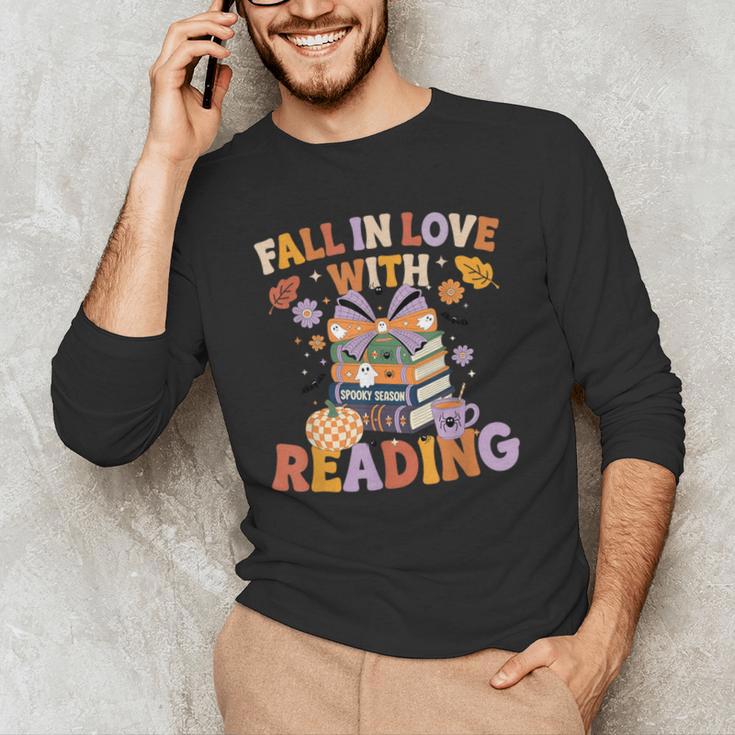Fall In Love With Reading Halloween Stack Of Book Teacher Men's Long Sleeve T-Shirt, novelty gifts, funny gifts Fall In Love With Reading Halloween Stack Of Book Teacher Men's Long Sleeve T-Shirt, novelty gifts, funny gifts