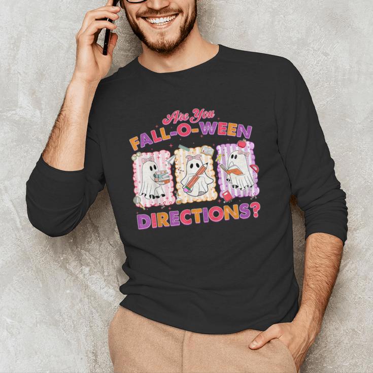 Are You Fall-O-Ween Directions Halloween Teacher Ghost Men's Long Sleeve T-Shirt, novelty gifts, funny gifts Are You Fall-O-Ween Directions Halloween Teacher Ghost Men's Long Sleeve T-Shirt, novelty gifts, funny gifts