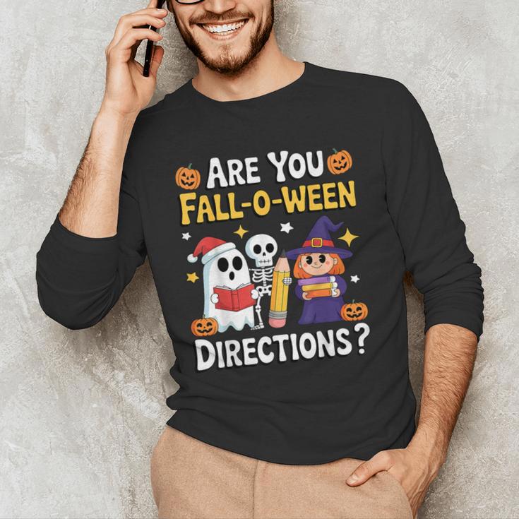 Are You Fall O Ween Directions Halloween Teacher Ghost Men's Long Sleeve T-Shirt, novelty gifts, funny gifts Are You Fall O Ween Directions Halloween Teacher Ghost Men's Long Sleeve T-Shirt, novelty gifts, funny gifts
