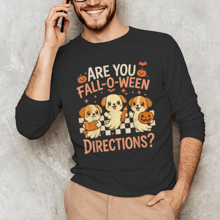 Are You Fall O Ween Directions Teacher Halloween Dog Ghost Men's Long Sleeve T-Shirt, novelty gifts, funny gifts Are You Fall O Ween Directions Teacher Halloween Dog Ghost Men's Long Sleeve T-Shirt, novelty gifts, funny gifts
