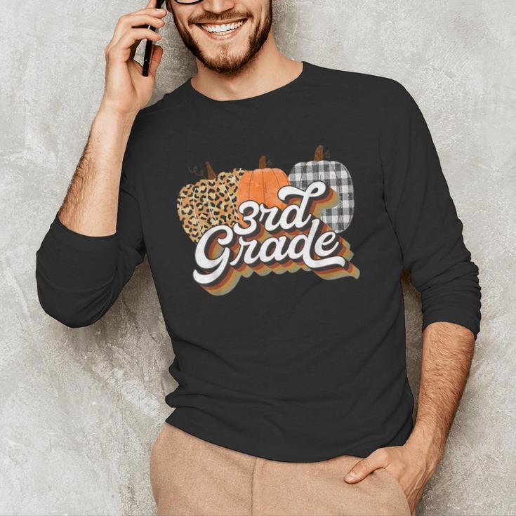 Fall Teacher Shirt 3rd Grade Teacher Retro Halloween Pumpkin Men's Long Sleeve T-Shirt, novelty gifts, funny gifts Fall Teacher Shirt 3rd Grade Teacher Retro Halloween Pumpkin Men's Long Sleeve T-Shirt, novelty gifts, funny gifts