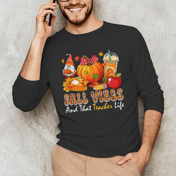Fall Vibes Costume Teacher Thanksgiving Leopard Gnome Men's Long Sleeve T-Shirt, novelty gifts, funny gifts Fall Vibes Costume Teacher Thanksgiving Leopard Gnome Men's Long Sleeve T-Shirt, novelty gifts, funny gifts