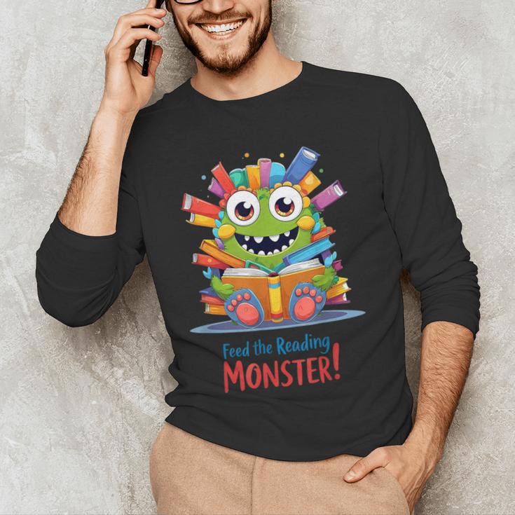 Feed The Reading Monster Halloween Teacher Men's Long Sleeve T-Shirt, novelty gifts, funny gifts Feed The Reading Monster Halloween Teacher Men's Long Sleeve T-Shirt, novelty gifts, funny gifts