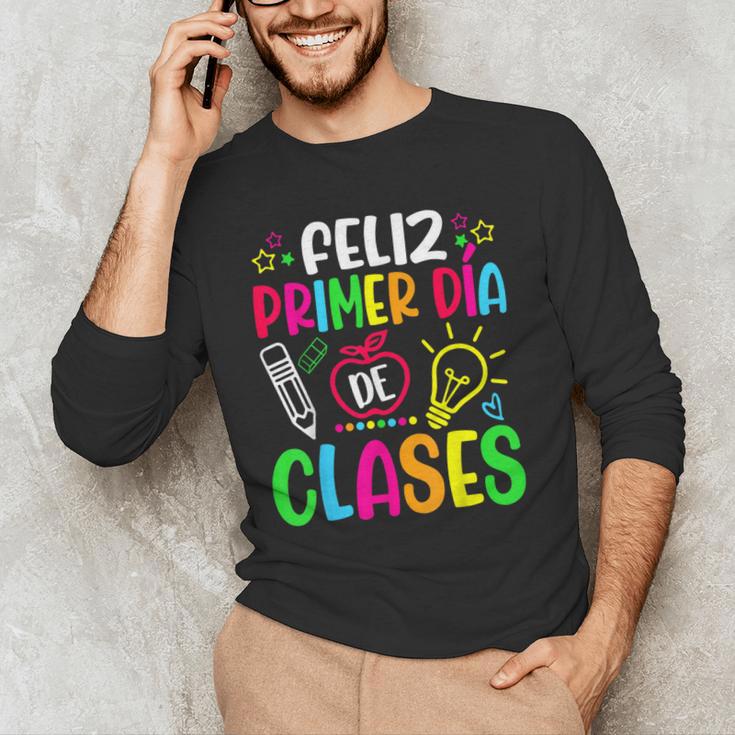 Feliz Primer Dia De Clases Kids Girl Teacher Spanish School Men's Long Sleeve T-Shirt, novelty gifts, funny gifts Feliz Primer Dia De Clases Kids Girl Teacher Spanish School Men's Long Sleeve T-Shirt, novelty gifts, funny gifts
