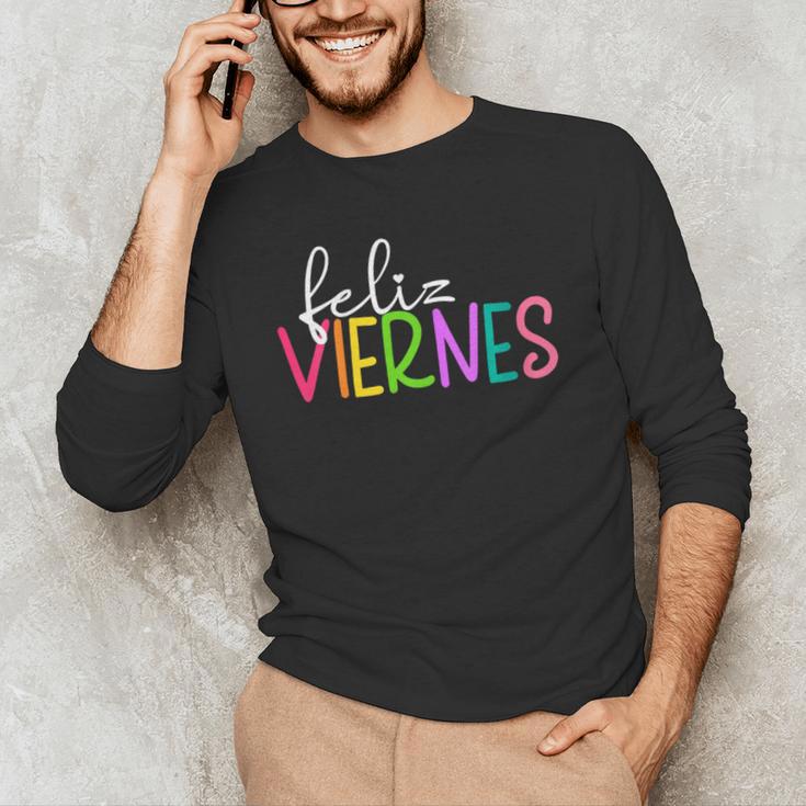 Feliz Viernes Happy Friday Spanish Teacher Friday Spanish Sp Men's Long Sleeve T-Shirt, novelty gifts, funny gifts