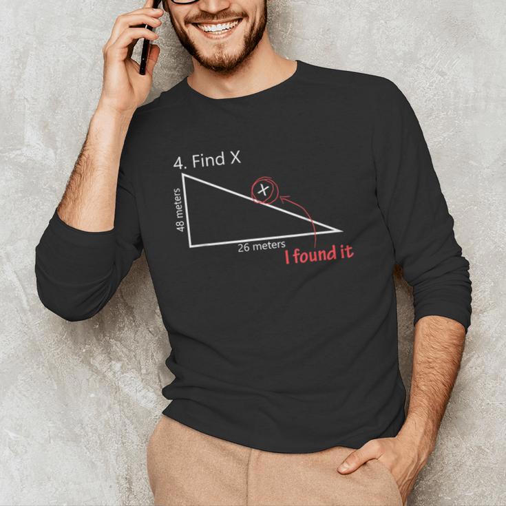 Find X Math Teacher Graphic Sarcastic Novelty Dad Joke Men's Long Sleeve T-Shirt, novelty gifts, funny gifts