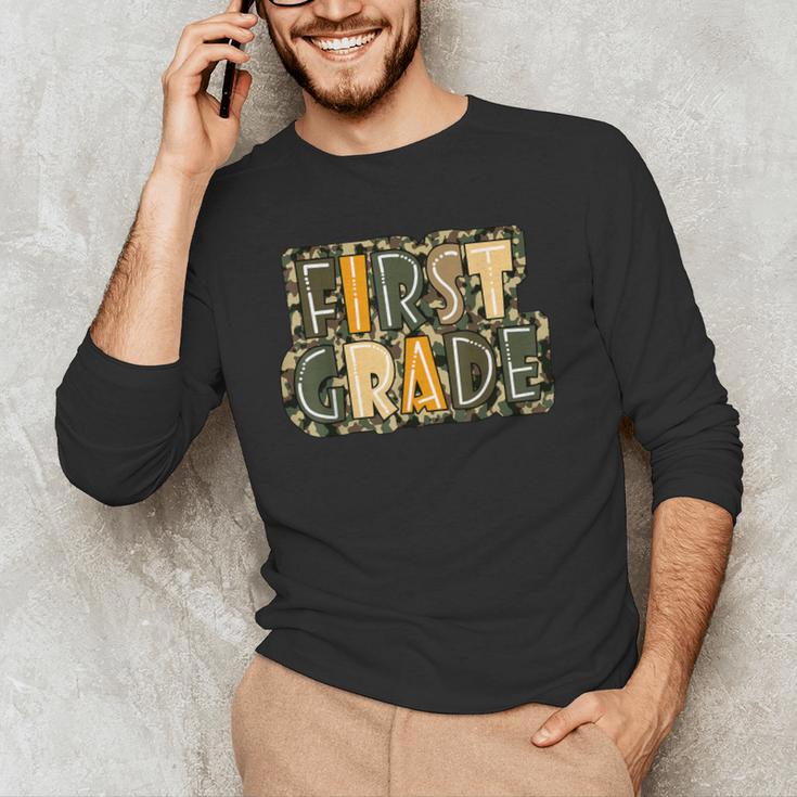 First 1St Grade Camo Camouflage Boy Teacher Back To School Men's Long Sleeve T-Shirt, novelty gifts, funny gifts First 1St Grade Camo Camouflage Boy Teacher Back To School Men's Long Sleeve T-Shirt, novelty gifts, funny gifts