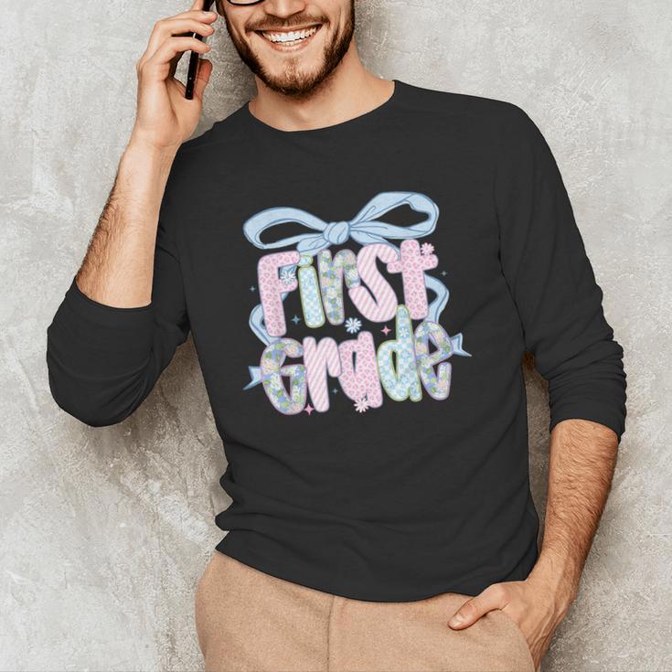First Grade Coquette Bow Girls Teacher Team 1st Grade Squad Men's Long Sleeve T-Shirt, novelty gifts, funny gifts First Grade Coquette Bow Girls Teacher Team 1st Grade Squad Men's Long Sleeve T-Shirt, novelty gifts, funny gifts