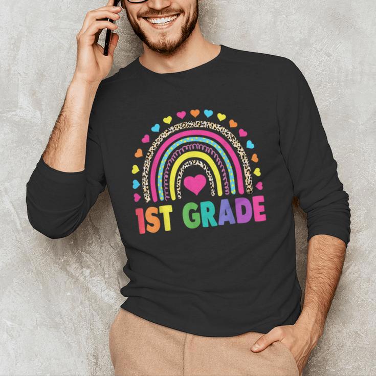 First Grade Rainbow Girls Boys Teacher Team 1st Grade Squad Men's Long Sleeve T-Shirt, novelty gifts, funny gifts