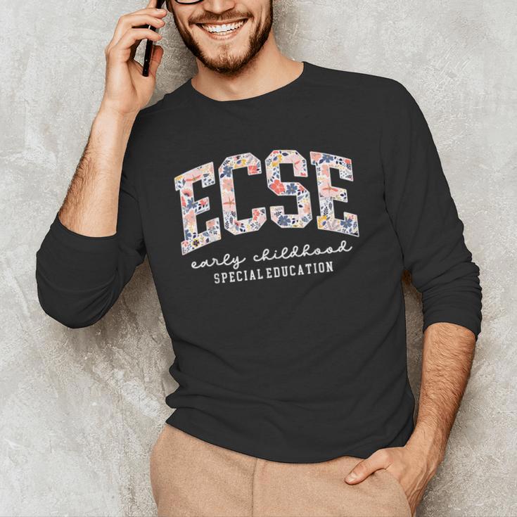 Floral ECSE Early Childhood Special Education SPED Teacher Men's Long Sleeve T-Shirt, novelty gifts, funny gifts