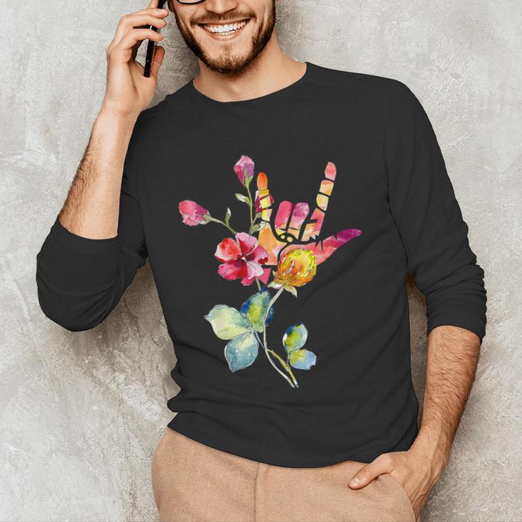 Flower American Sign Language ASL Teacher Teaching Deaf Men's Long Sleeve T-Shirt, novelty gifts, funny gifts Flower American Sign Language ASL Teacher Teaching Deaf Men's Long Sleeve T-Shirt, novelty gifts, funny gifts