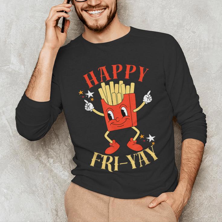 Fun Teacher Happy Fri Yay French Fries Friday Lovers Men's Long Sleeve T-Shirt, novelty gifts, funny gifts Fun Teacher Happy Fri Yay French Fries Friday Lovers Men's Long Sleeve T-Shirt, novelty gifts, funny gifts