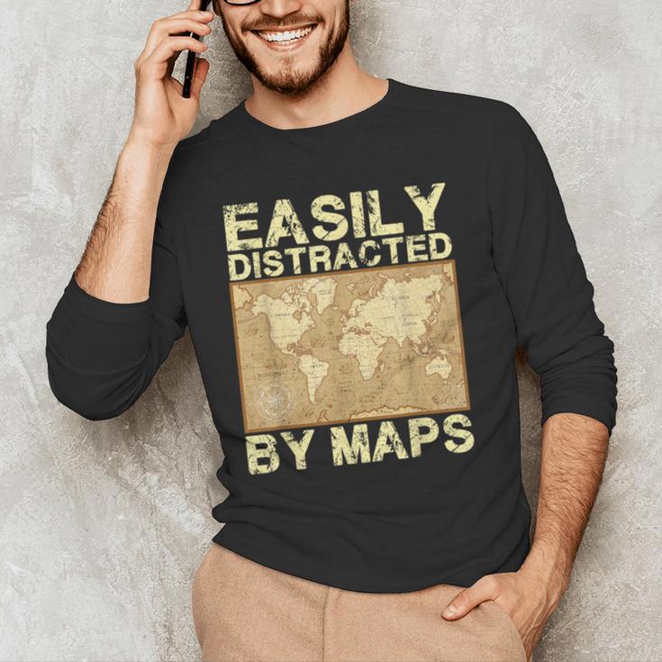 Geography Teacher Easily Distracted By Maps Men's Long Sleeve T-Shirt, novelty gifts, funny gifts Geography Teacher Easily Distracted By Maps Men's Long Sleeve T-Shirt, novelty gifts, funny gifts