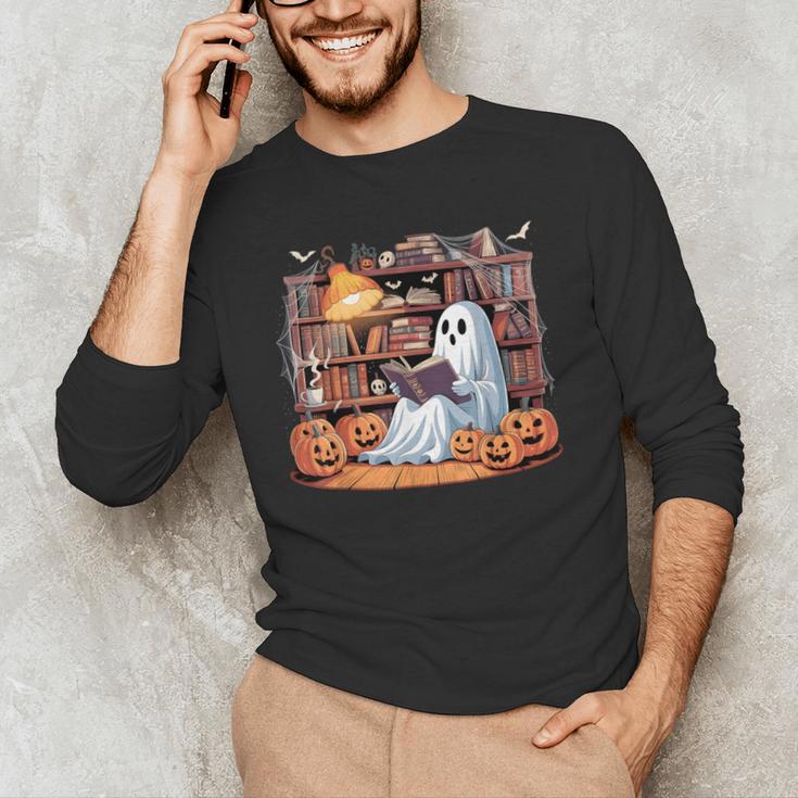 Ghost Book Reading Halloween Books Lover Teacher Men's Long Sleeve T-Shirt, novelty gifts, funny gifts Ghost Book Reading Halloween Books Lover Teacher Men's Long Sleeve T-Shirt, novelty gifts, funny gifts