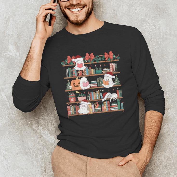 Ghost Christmas Reading Book Lover Library Christmas Teacher Men's Long Sleeve T-Shirt, novelty gifts, funny gifts Ghost Christmas Reading Book Lover Library Christmas Teacher Men's Long Sleeve T-Shirt, novelty gifts, funny gifts
