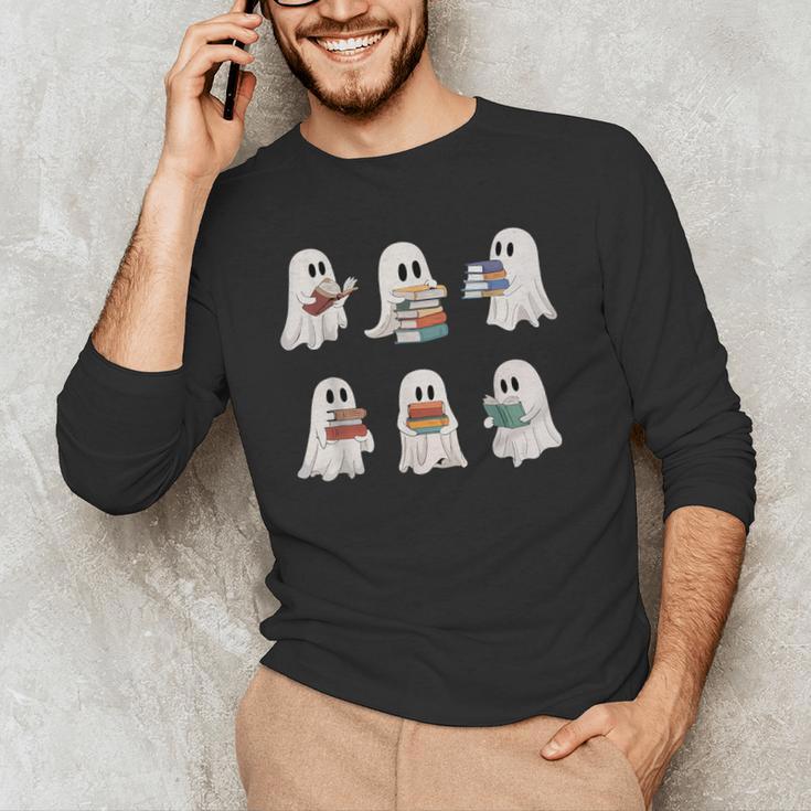 Ghost Reading Books Teacher Halloween Librarian Cute Boook Men's Long Sleeve T-Shirt, novelty gifts, funny gifts Ghost Reading Books Teacher Halloween Librarian Cute Boook Men's Long Sleeve T-Shirt, novelty gifts, funny gifts