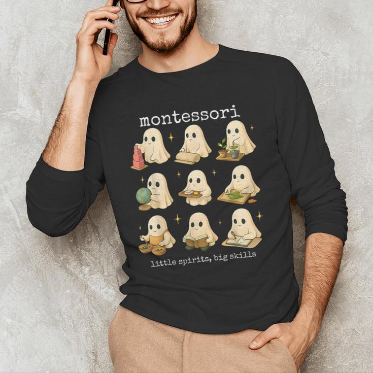Ghosts Halloween Montessori Teacher Educator Costume Men's Long Sleeve T-Shirt, novelty gifts, funny gifts