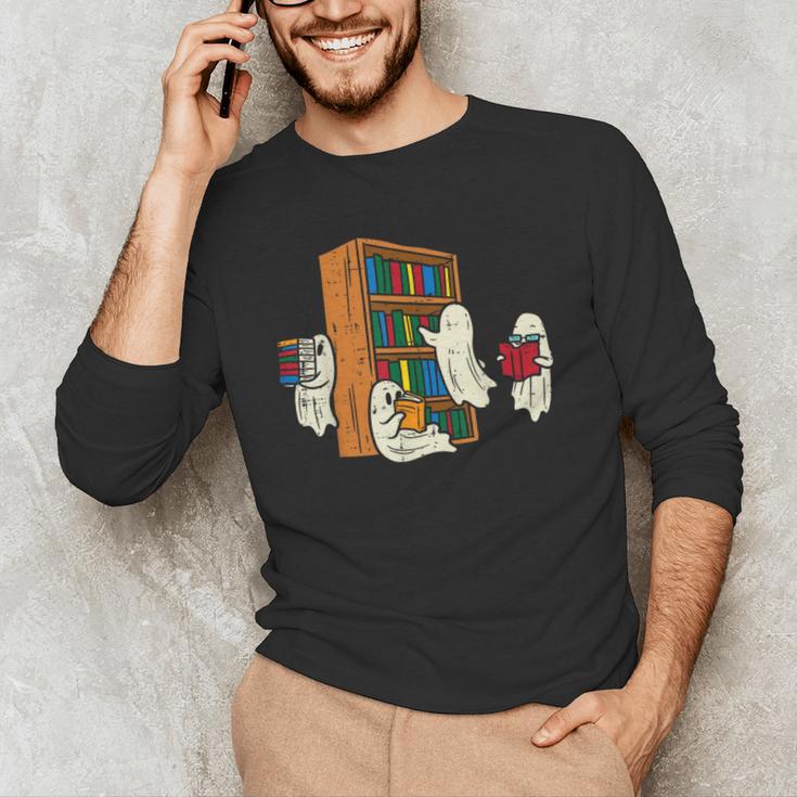 Ghosts Reading Books Teacher Halloween Librarian Boooks Men's Long Sleeve T-Shirt, novelty gifts, funny gifts Ghosts Reading Books Teacher Halloween Librarian Boooks Men's Long Sleeve T-Shirt, novelty gifts, funny gifts
